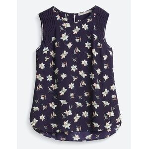 Daniel Rainn Navy Floral Sleeveless Blouse